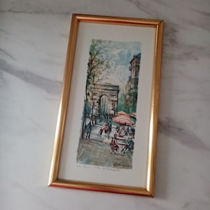 Impresión en acuarela del Arco de Triunfo París Delarue Lucien
