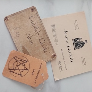 Carte de visite vintage en papier de Jeanne Lanvin, marque de Lille. Etiquettes d'époque imprimées et faites main (3)
