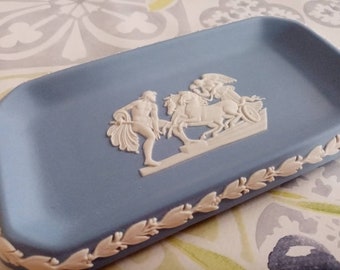 Wedgwood blue and white jasperware pin tray