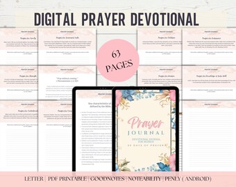 Printable Prayer Journal Devotional,Bible Study Journal,Prayer Devotional Download, 30 Day Devotional, Prayer Study Guide,Christian Journal