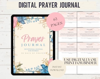 Diario de oración Goodnotes con indicaciones, descarga de diario bíblico digital, guía de estudio bíblico, Biblia digital para llevar un diario, diario cristiano digital