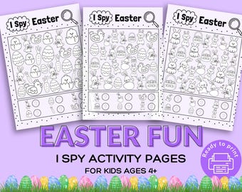 Easter I Spy Worksheets for Kids,No Prep Fun Spring Activity,I Spy Game Printable,Easter Game for Ages 4+,Homeschool Classroom Activity