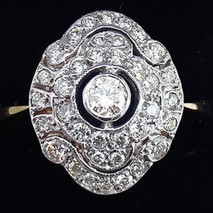 Beautiful art deco 18ct 18k gold and platinum 0.56ct diamond vintage antique cluster ring