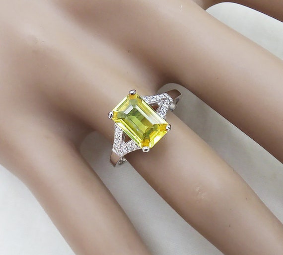 Gorgeous art deco platinum 2ct yellow sapphire an… - image 8