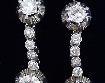 Gorgeous art deco platinum 3.30ct diamond vintage antique dangle drop earrings