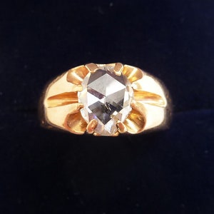 Stunning victorian 18ct gold 1.20ct rose diamond solitaire vintage antique pinky ring