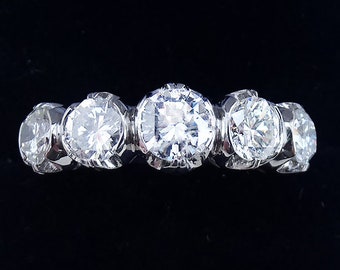 Fabulous art deco platinum 2.80ct diamond vintage antique five stone ring