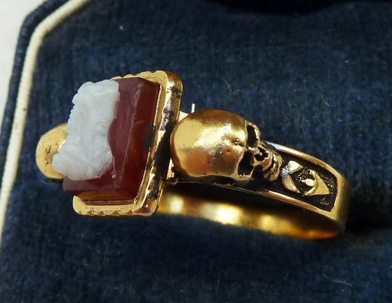 Stunning 18ct 18k gold victorian memento mori sku… - image 2