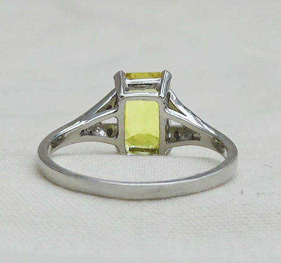 Gorgeous art deco platinum 2ct yellow sapphire an… - image 7