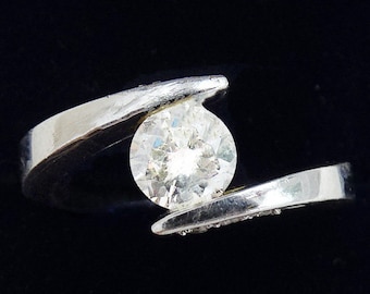 Gorgeous art deco 18ct white gold 0.87ct diamond solitaire vintage antique twist ring