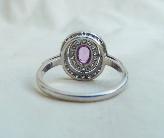 Gorgeous 18ct 18k white gold art deco 0.70ct pink… - image 6