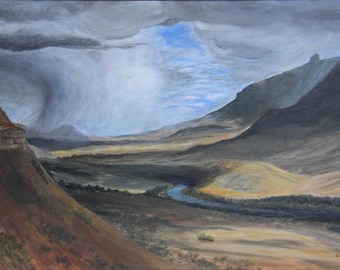 Landscape / original / Acrylic / Mountains / Wyoming / Nature / Weather Brewing / Before the Snow