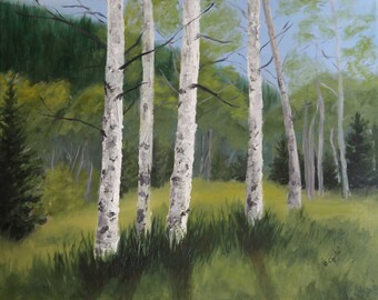 Aspen / Original / Oil Painting / Nature / Trees / Peaceful / Art / Gifts / Wyoming / Lanscape / Forest / Outdoors / Decor