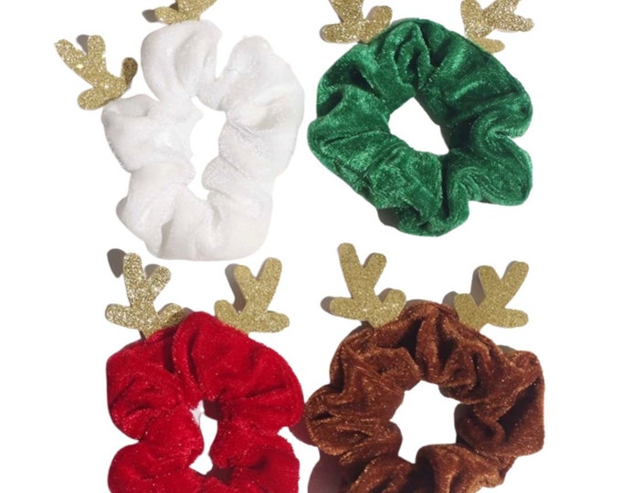 reindeer glitter antlers christmas scrunchie
