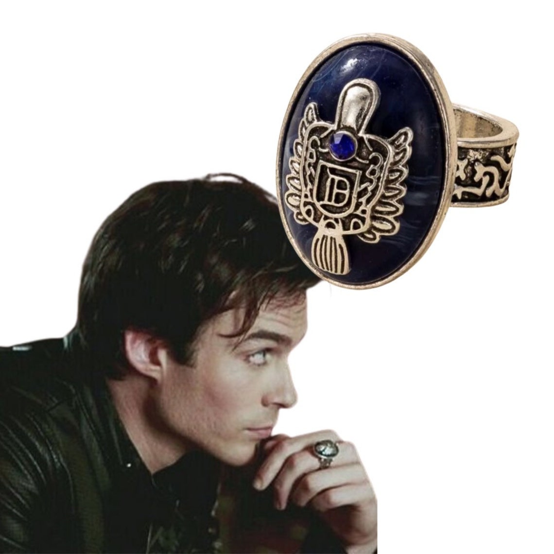 Damon salvatore tvd vampire diaries blue daylight ring Etsy