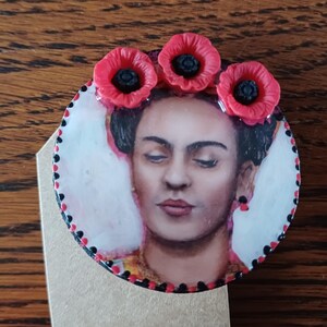 Frida Kahlo brooch, sunnymixedmedia