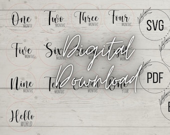 Cursive Monthly Milestones, Digital Download! SVG,AI,PDF!