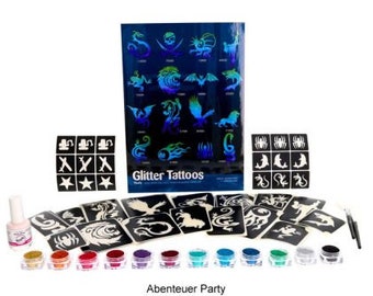 Abenteuer Party, Glitzertattoo Set