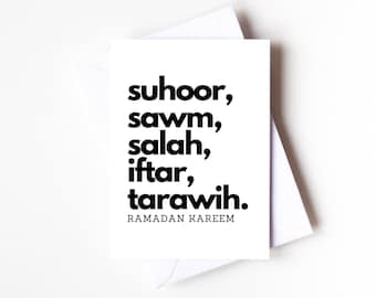 Nowoczesne kartki z życzeniami na Ramadan Eid, czarny tekst, opakowanie zbiorcze