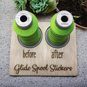 Glide Spool Stickers | Stickgarn | Garnrollen Aufkleber | Leicht zu lesen