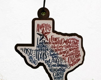 State of Texas Cities Ornament