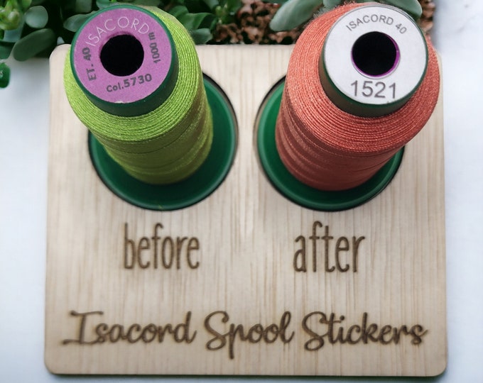 Featured listing image: Isacord Spool Stickers | Embroidery Thread | Spool Sticker | Easy-to-read