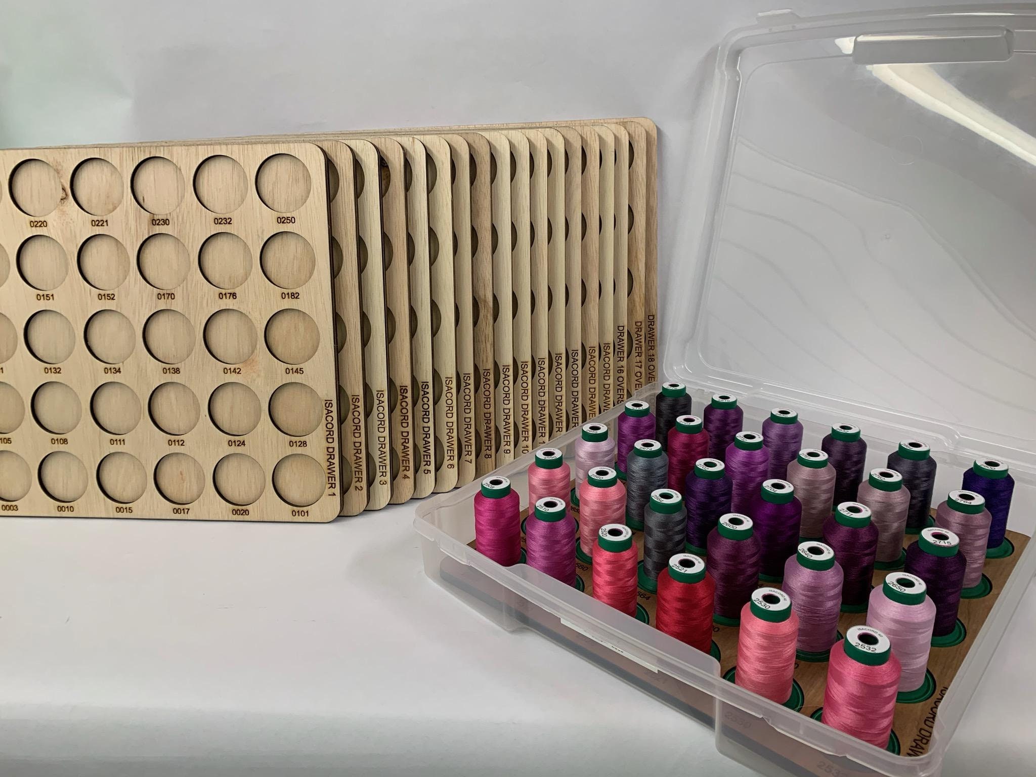 Isacord Embroidery Thread Storage Trays, Thread spool organizers, Embroidery  thread storage