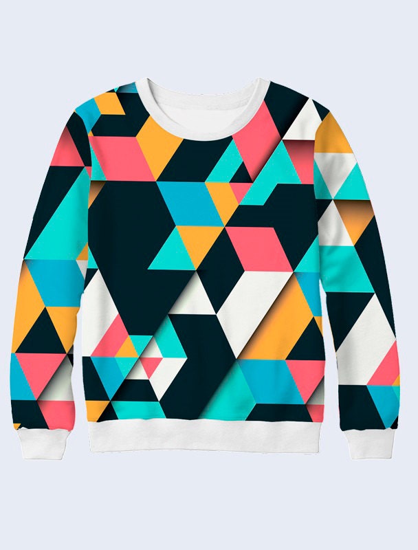 Geometry Womens Sweatshirt Multicolor Ladies Sweater Long Etsy