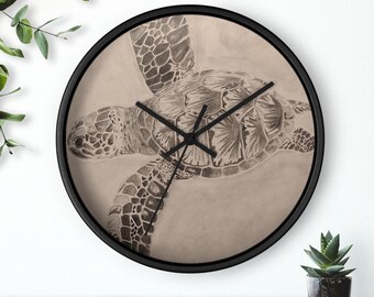 Meeresschildkröte Wanduhr, Küsten Wohnkultur, Ozean Thema Uhr, Strand Haus Geschenk, Unterwassertier Wandkunst, moderne Uhr