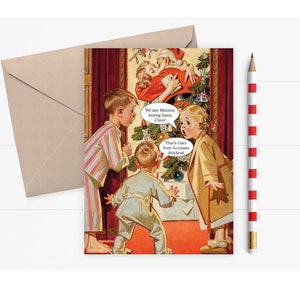 Carte de Noël drôle | Maman embrassant le Père Noël | Carte de Noël grossière