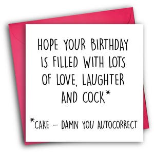 Funny Birthday Card/ Rude Birthday Card/ Autocorrect