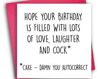 Funny Birthday Card/ Rude Birthday Card/ Autocorrect