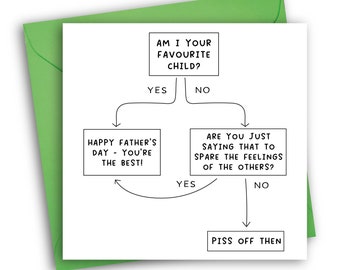 Funny Father's Day Card/ Favourite Child / Father's Day Flowchart