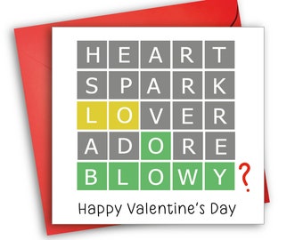 Funny Wordle Valentine's Card | Wordle Card | Valentine's Day Rude