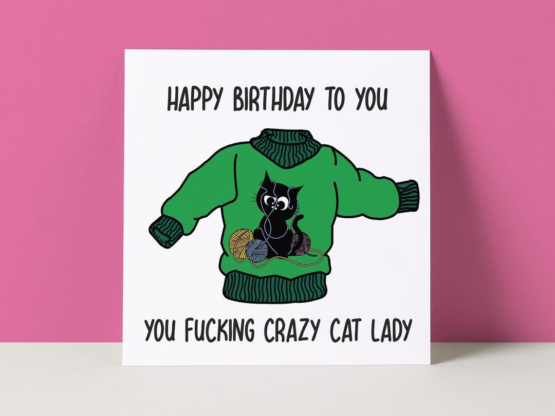 Funny Cat Lady Birthday Card: Humorous Greetings Card - Etsy
