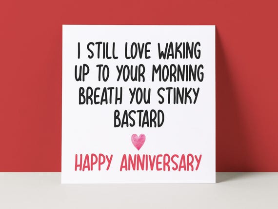 Funny Anniversary Card: Rude Morning Breath Design