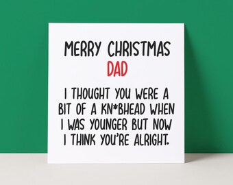 Funny Dad Christmas Card Knobhead - Rude Christmas Card For Dad