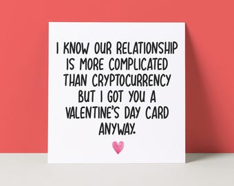 Tarjeta divertida de San Valentín con criptomonedas