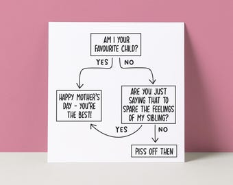 Funny Mother's Day Card: Favorite Child Flowchart