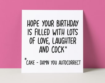 Funny Autocorrect Birthday Card: Rude Humor
