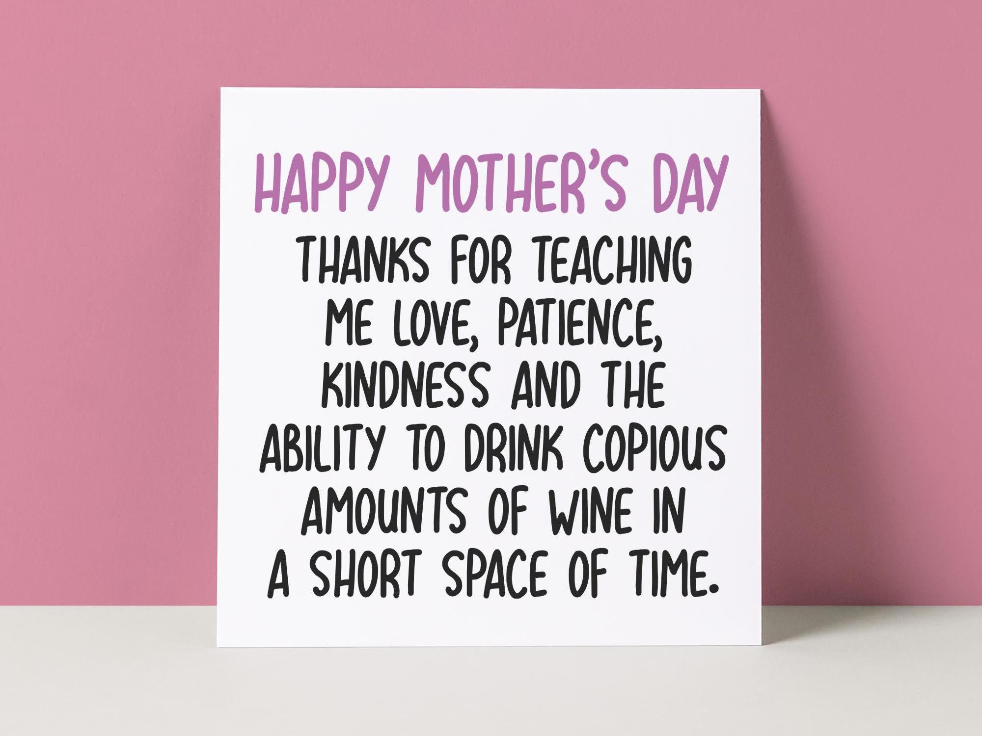 Funny Mother's Day Card | Life Lessons | Wine