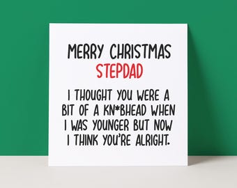 Funny Christmas Card for Stepdad - Rude Knobhead Card