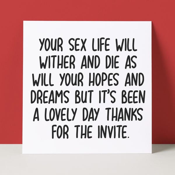 Funny Rude Wedding Card: Humorous Congratulations