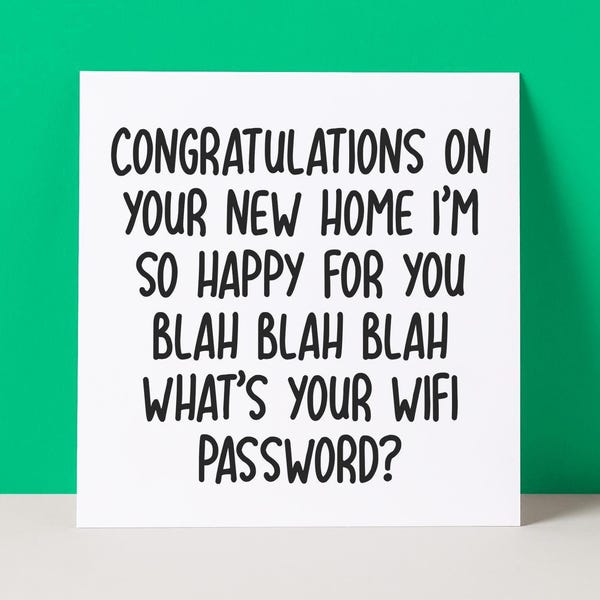 Funny New Home Card: Wifi Password Housewarming