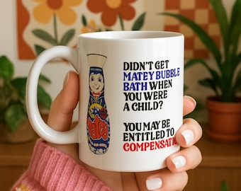 Nostalgia Mug - Funny British Memories - Matey Bubble Bath Joke - The Wonky Portrait Club Mug