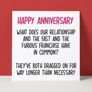 Fast and The Furious Funny Anniversary Card | Rude Anniversary Card