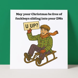 Funny &#39;Fuckboy&#39; Christmas Card: Sliding DMs, Humorous Holiday Card