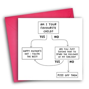 Funny Mother's Day Card Flowchart Favourite Child image 2