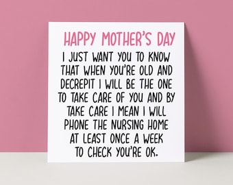 Funny Card for Mum | Rude Mother&#39;s Day | Mothers Day Card Funny