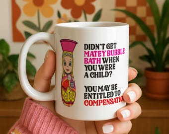 Nostalgia Mug - Funny British Memories - Matey Bubble Bath Joke - The Wonky Portrait Club Mug
